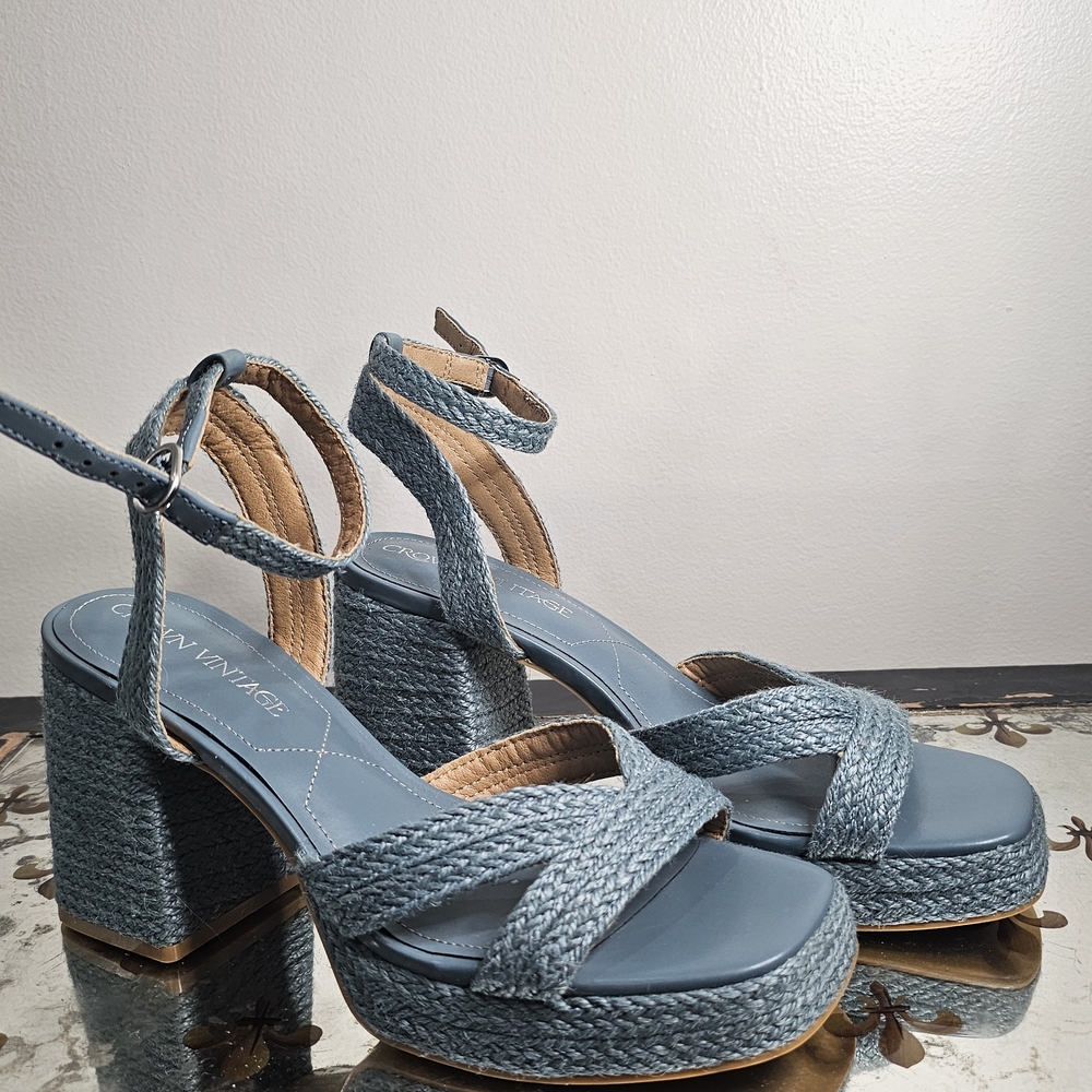Crown Vintage Blue Woven Platform Heels